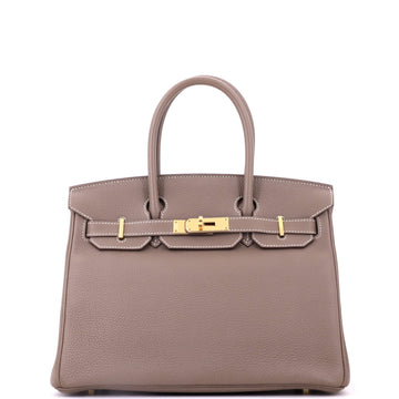 Hermes Birkin Handbag Grey Togo with Gold Hardware 30