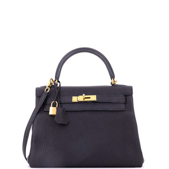 Hermes Kelly Handbag Black Togo with Gold Hardware 28