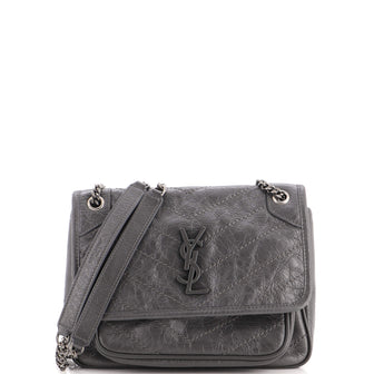 Saint Laurent Niki Chain Flap Bag Matelasse Chevron Leather Baby