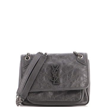 Saint Laurent Niki Chain Flap Bag Matelasse Chevron Leather Baby