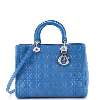 Christian Dior Vintage Lady Dior Bag Cannage Quilt Lambskin Large