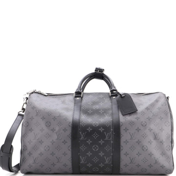 Louis Vuitton Keepall Bandouliere Bag Reverse Monogram Eclipse Canvas 50