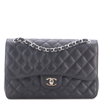 Chanel Classic Double Flap Bag Quilted Caviar Jumbo