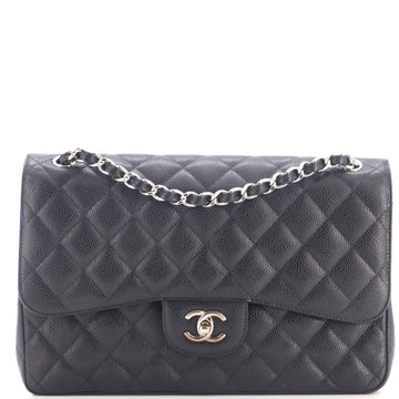 Chanel Classic Double Flap Bag Quilted Caviar Jumbo