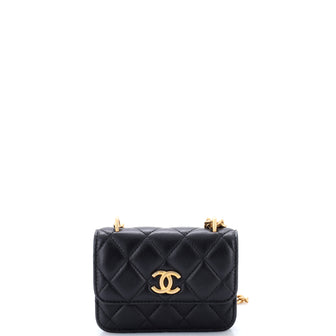 Chanel Sweet Camellia Flap Clutch with Chain Quilted Lambskin Mini