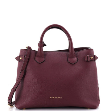 Burberry Banner Tote Leather and House Check Canvas Medium
