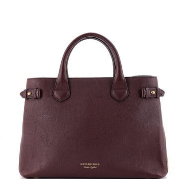 Burberry Banner Tote Leather and House Check Canvas Medium