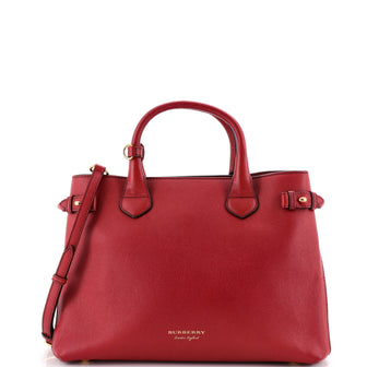 Burberry Banner Tote Leather and House Check Canvas Medium