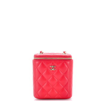 Chanel Vertical Classic Vanity Case with Chain Quilted Caviar Mini