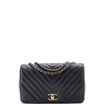 Chanel Statement Flap Bag Chevron Calfskin Small