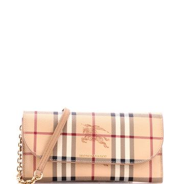 Burberry Henley Wallet on Chain Haymarket Coated Canvas