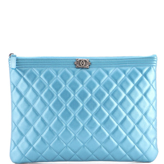 Chanel Boy O Case Clutch Quilted Caviar Medium