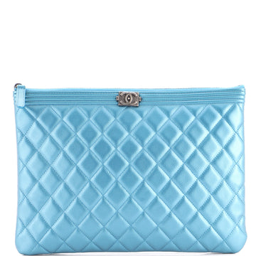 Chanel Boy O Case Clutch Quilted Caviar Medium