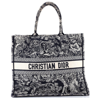 Christian Dior Book Tote Embroidered Canvas Large
