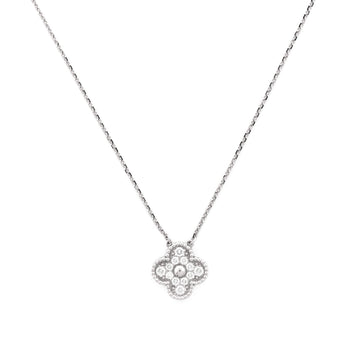 Van Cleef & Arpels Vintage Alhambra Pendant Necklace 18K White Gold and Diamonds