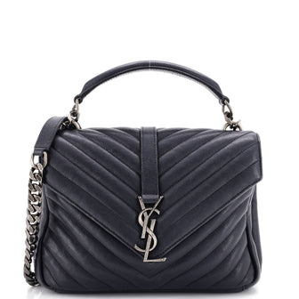 Saint Laurent Classic Monogram College Bag Matelasse Chevron Leather Medium