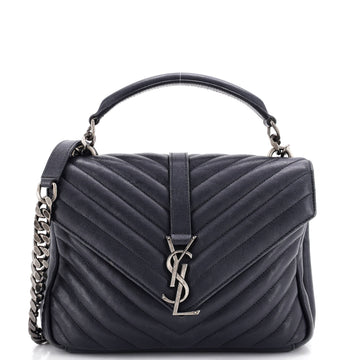 Saint Laurent Classic Monogram College Bag Matelasse Chevron Leather Medium
