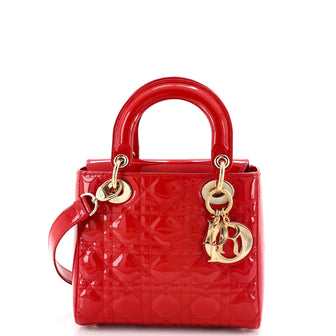 Christian Dior Lady Dior Bag Cannage Quilt Patent Small
