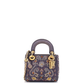 Christian Dior Lady Dior Chain Bag Beaded Denim Mini