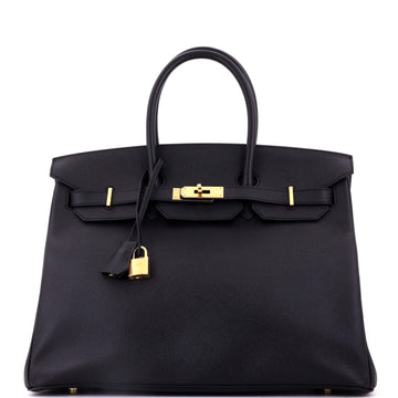 Hermes Birkin Handbag Black Epsom with Gold Hardware 35