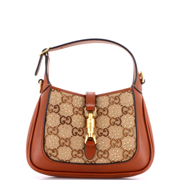 Gucci Jackie 1961 Chain Hobo Crystal Embellished GG Canvas Mini