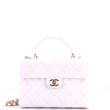 Chanel Retro Twist Top Handle Flap Shoulder Bag Quilted Caviar Small