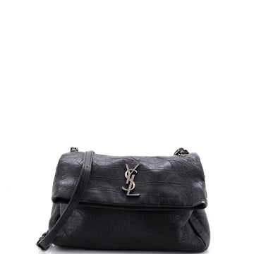 Saint Laurent West Hollywood Shoulder Bag Crocodile Embossed Leather Medium