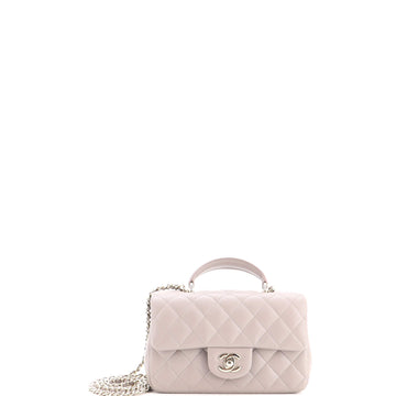 Chanel Classic Single Flap Top Handle Bag Quilted Lambskin Mini
