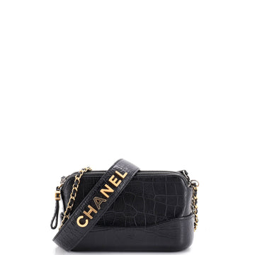 Chanel Gabrielle Hobo with Logo Handle Crocodile Embossed Calfskin Small