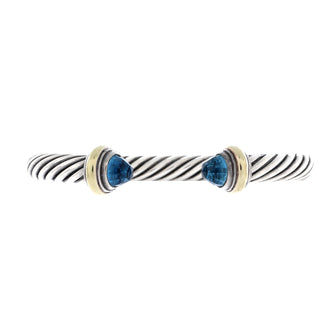 David Yurman Cable Classic Bracelet Sterling Silver with 14K Yellow Gold and Topaz 7mm