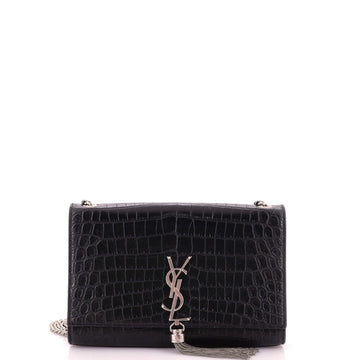 Saint Laurent Classic Monogram Tassel Crossbody Bag Crocodile Embossed Leather Medium