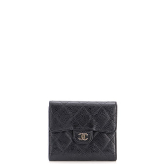 Chanel CC Compact Classic Flap Wallet Quilted Caviar