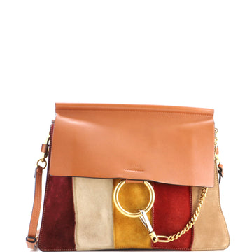 Chloe Faye Shoulder Bag Stitched Suede and Leather Medium