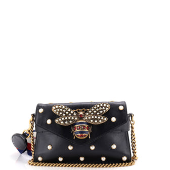 Gucci Broadway Pearly Bee Shoulder Bag Embellished Leather Mini