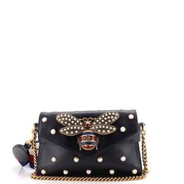 Gucci Broadway Pearly Bee Shoulder Bag Embellished Leather Mini