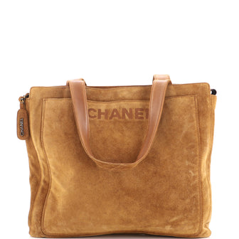 Chanel Vintage Logo Tote Suede Large