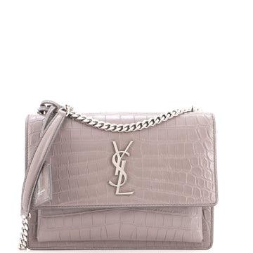 Saint Laurent Sunset Crossbody Bag Crocodile Embossed Leather Medium