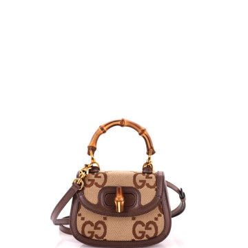 Gucci Bamboo 1947 Top Handle Bag Jumbo GG Canvas Mini