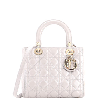 Christian Dior Lady Dior Bag Cannage Quilt Metallic Leather Medium