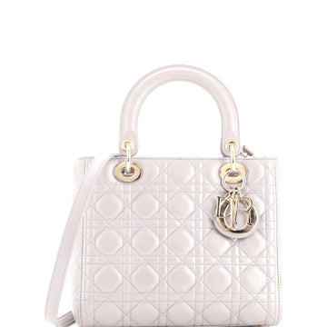 Christian Dior Lady Dior Bag Cannage Quilt Metallic Leather Medium