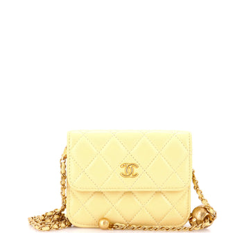 Chanel Pearl Crush Flap Clutch with Chain Quilted Lambskin Mini