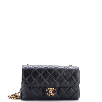 Chanel Chain Woven CC Accordion Flap Bag Quilted Lambskin Mini