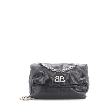 Balenciaga Monaco Chain Flap Shoulder Bag Leather Small