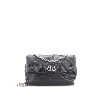 Balenciaga Monaco Chain Flap Shoulder Bag Leather Small