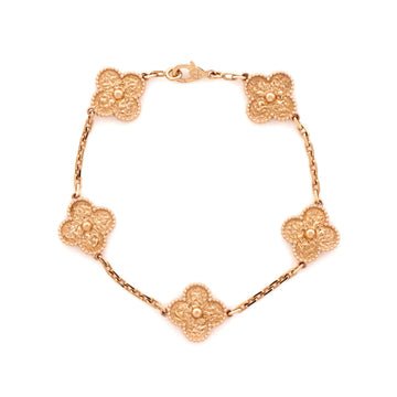 Van Cleef & Arpels Vintage Alhambra 5 Motifs Bracelet 18K Rose Gold