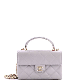 Chanel Retro Twist Top Handle Flap Shoulder Bag Quilted Caviar Small