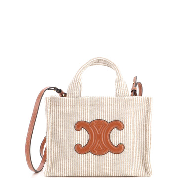 Celine Cabas Thais Tote Triomphe Striped Canvas Small