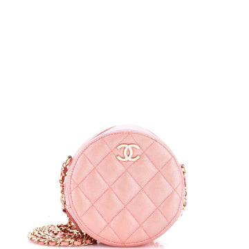 Chanel Round Clutch with Chain Quilted Iridescent Caviar Mini