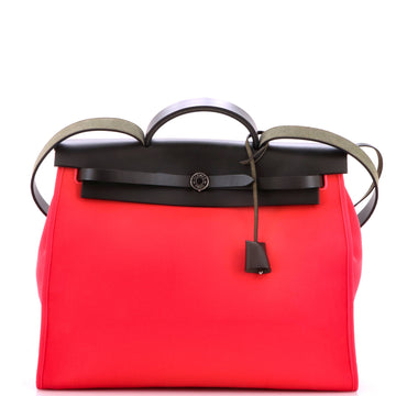 Hermes Herbag Zip Leather and Toile 39