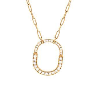 Tiffany & Co. Lock Motif Pendant Necklace 18K Yellow Gold and Pave Diamonds Medium